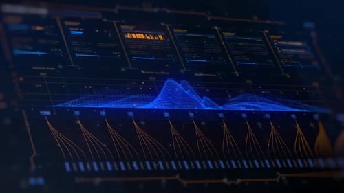 Futuristic Digital Interface with Animated Data Visualization