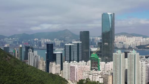 Aerial View of Hong Kong's Iconic Skyline