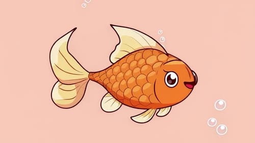 Süßer orangefarbener Goldfisch — entzückender Aquarienfisch — Zeichentrickanimationen für Kinder