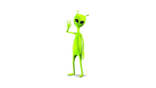 Green Alien Hi on White Background