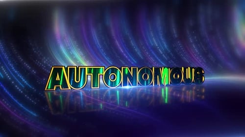 Autonomous Futuristic Neon Text On Cybernetic Canvas