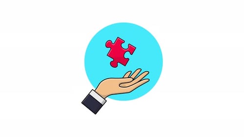 Cartoon Hand Presenting Puzzle Piece Flat Design Animation