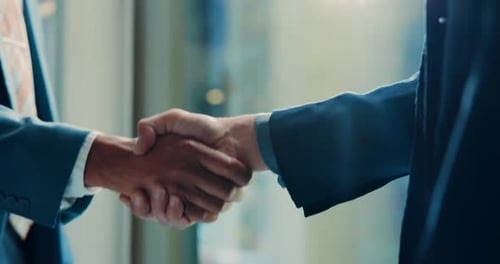 Handshake, office and hands of business people for meeting, agreement and collaboration
