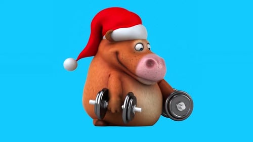 Fun 3D cartoon cow with weights (with alpha channel included)