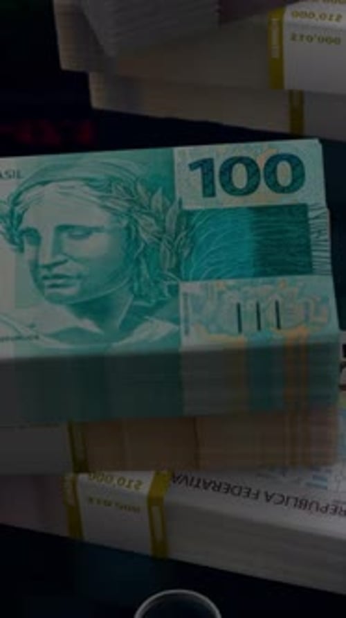 Brazilian Real Banknotes Financial Market Background Vertical