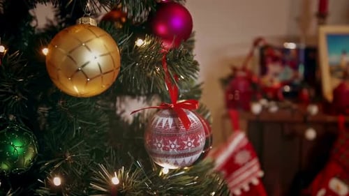 Festive Christmas Tree Decorations with Fairy Lights