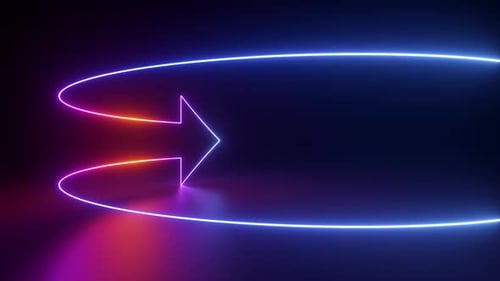 Glowing neon arrow shows right direction