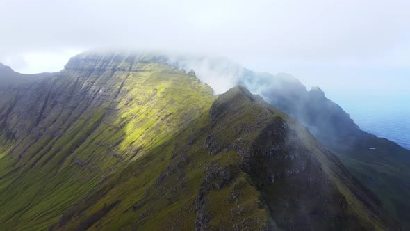 Mountain ridge on Faroe islands, Nature Stock Footage ft. aerial & mist ...