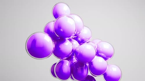 Purple spheres fly and stick together