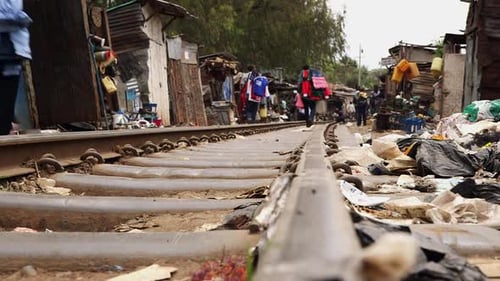Railway in Kibera, Nairobi, Low angle