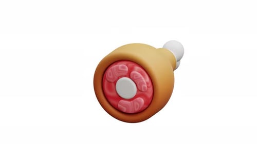 3d Animation Meat Drumstick Food Cooked Cartoon Leg