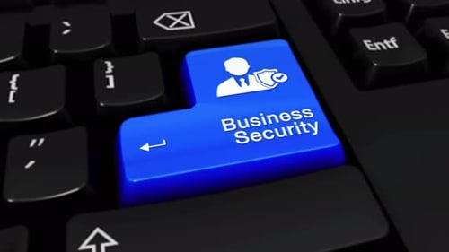 Business Security Round Motion Tastaturtaste auf dem Computer