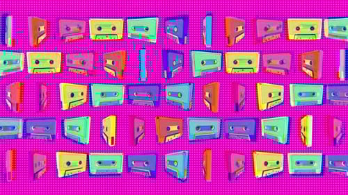 Retro Risograph Style Spinning Cassettes Loop