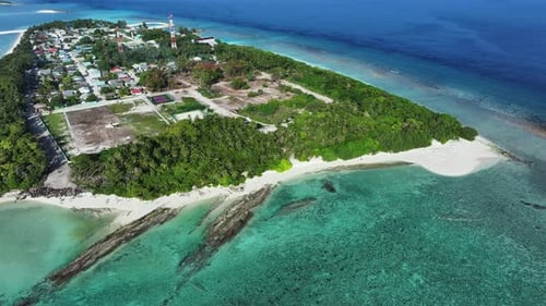 Aerial view of Naavaidhoo Island, Maldives.