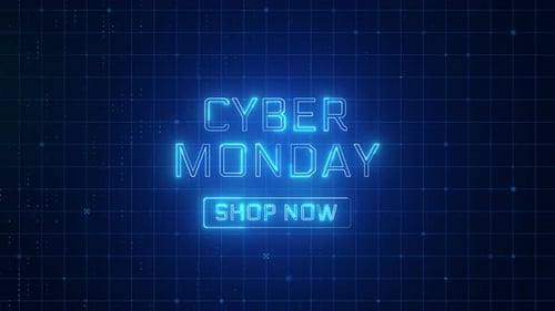 Cyber Monday Neon Glowing Text Reveal with Shop Now Button