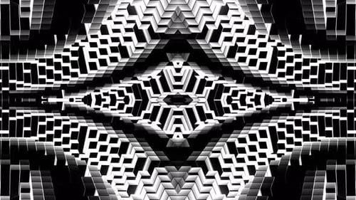 Black And White Square Waves Move Kaleidoscope Background Vj Loop In 4K