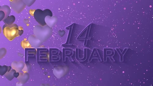 14 February Animated Greeting with Floating Hearts and Shimmering Particles