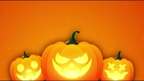 Halloween Jack-o'-Lanterns Glowing Pumpkins Background Loop