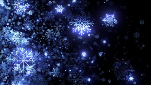 Magical Blue Snowflakes Falling Winter Background