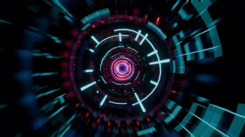 Abstract 3d Dreamlike Glowing Tunnel of Shifting Colors and Light