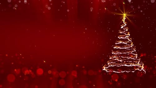 Festive Glowing Christmas Tree Particle Background