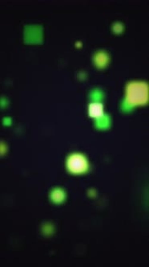 Green Lights Abstract Digital Geometric Shapes Bokeh Effect Technology Background