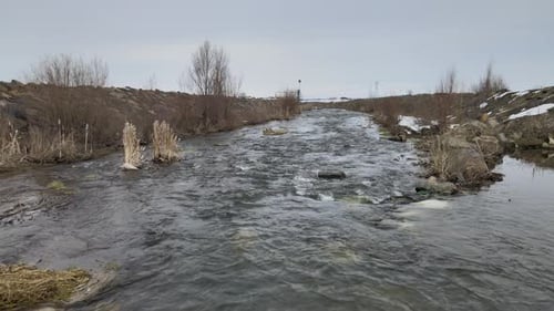 dirty river flowing