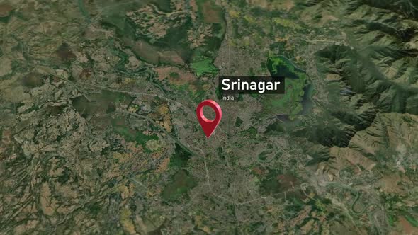 Srinagar City Map Zoom (Jammu and Kashmir) from Space to Earth ...