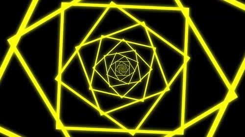 Neon Glowing Square Tunnel Loop Background