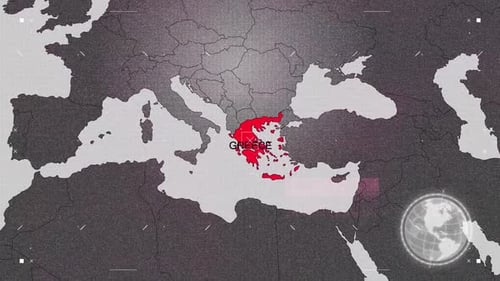 Greece Map Red And Gray With Effects