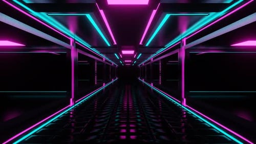 Pink And Cyan Neon Central Corridor Background Vj Loop In 4K