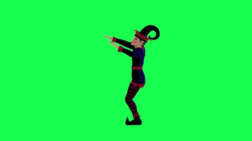 blue animated elf dancing booty hiphop right angle green screen