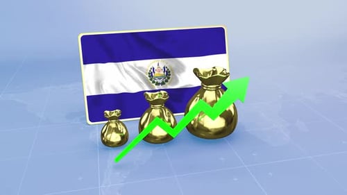El Salvador Economy Growth with Rising Green Arrow Financial Economic Data Infographics