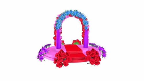 Wedding Scene rotating in loop on white background