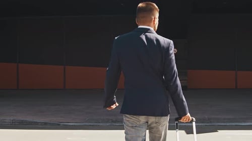 Elegant Businessman in Airport Young Mail Entrepreneur in Formalwear Business Trip and Traveling