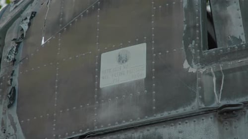 Abandoned Helicopter in Aircraft Graveyard NATO Label Detail
