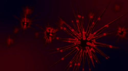 Animated Microscopic Red Virus Cells Abstract Background Loop