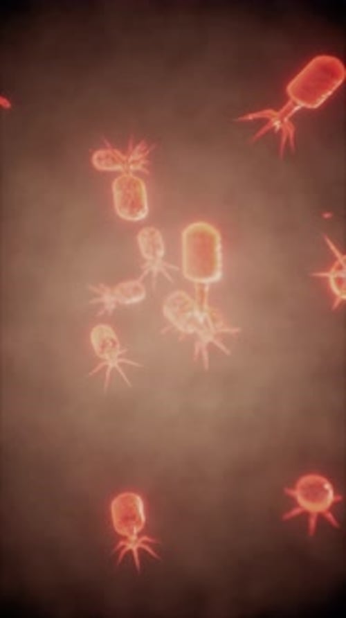 Virus Cells or Bacterias Under Microscope