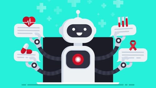 automated medical assistance, medical robot, chatbot, chatbot animation 4k