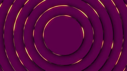 Animated Golden Lines on Purple Geometric Circles Loop