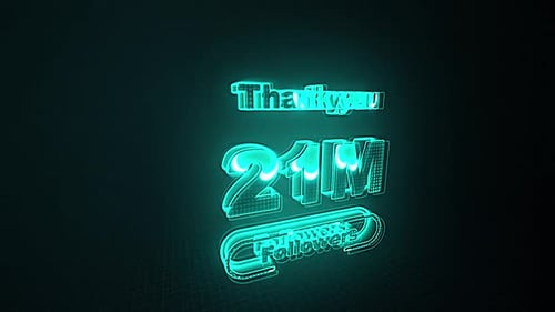 Glowing Neon Thank You 21 Million Followers Animation
