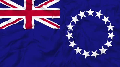 Cook Islands Flag Waving Seamlessly Realistic Fabric Loop