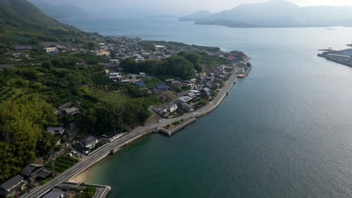 Beautiful drone view over Seto Inland islands