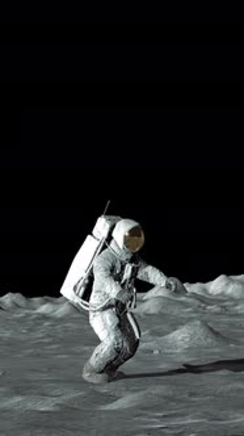 Astronaut Jumping on the Moon and Saluting the American