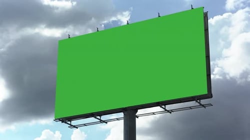 Green screen billboard, wide shot time lapse, clouds background