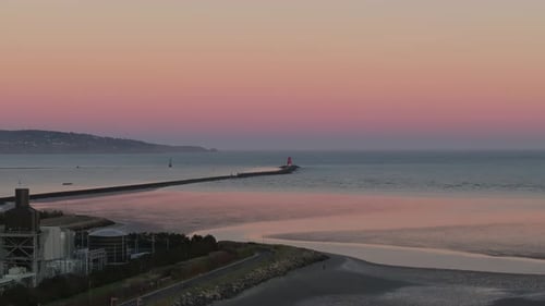 Poolbeg Lighthouse Sunset colours Jan 2025 - 4K Cinematic Drone Footage - Co.Dublin - Ireland