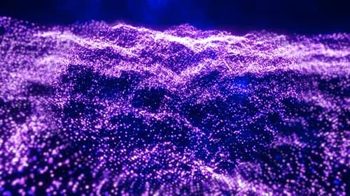 Purple waves from energy particles magical glowing futuristic light dots abstract