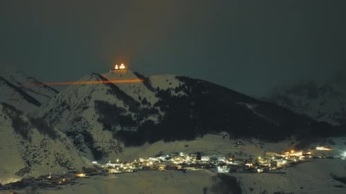 Day To Night K Azbegi Gergeti Trinity Monastery Time Lapse (Zoom Out)