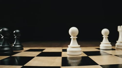 Chess Pieces Placed on Board Close Up