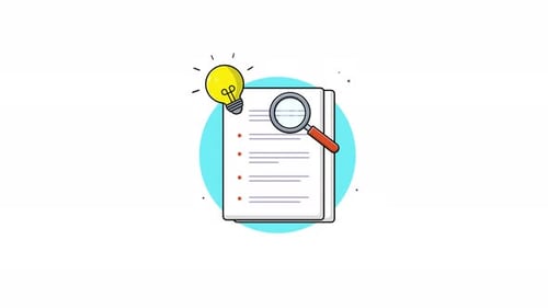 Flat Design Animated Checklist with Idea Lightbulb and Magnifying Glass